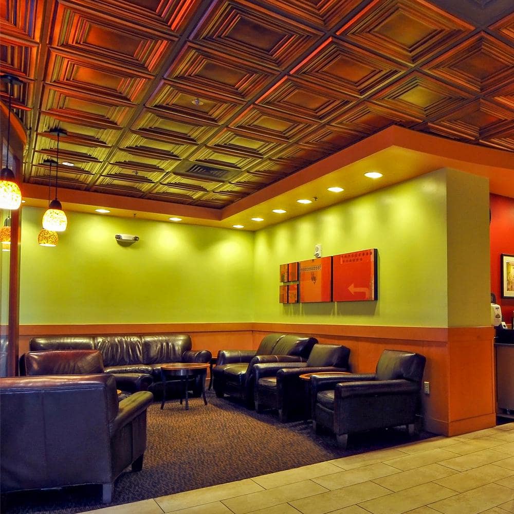 Washington Square Aged Copper 2 ft. x 2 ft. PVC Ceiling Tile