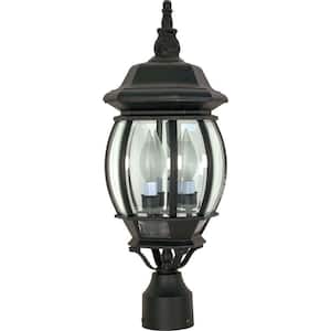 3-Light Outdoor Textured Black Post Lantern