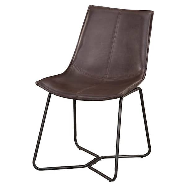 Unbranded Live Edge Dark Brown Bonded Leather Side Chairs (Set of 2)