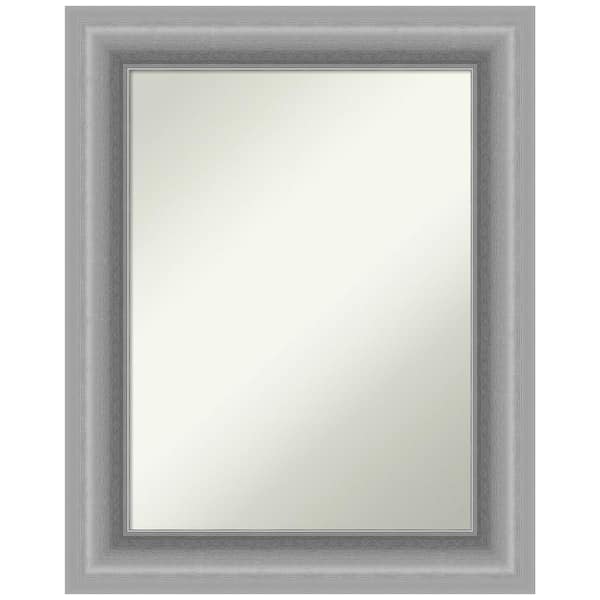 Amanti Art Peak Polished Silver 24 in. H x 30 in. W Framed Non-Beveled Bathroom Vanity Mirror in Silvr
