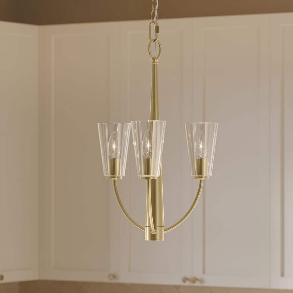 Jheni 60-Watt 3-Light Brushed Gold Transitional Chandelier with Clear Glass Shades price history on PriceWatchPro