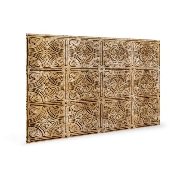 INNOVERA DÉCOR BY PALRAM 24.3 in. x 18.5 in. Empire Decorative 3D PVC Backsplash Panels in Bronze 12-Pieces