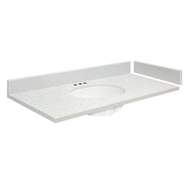 Transolid 39.75 in. W x 22.25 in. D Quartz Vanity Top in Milan White with 4 in. Centerset