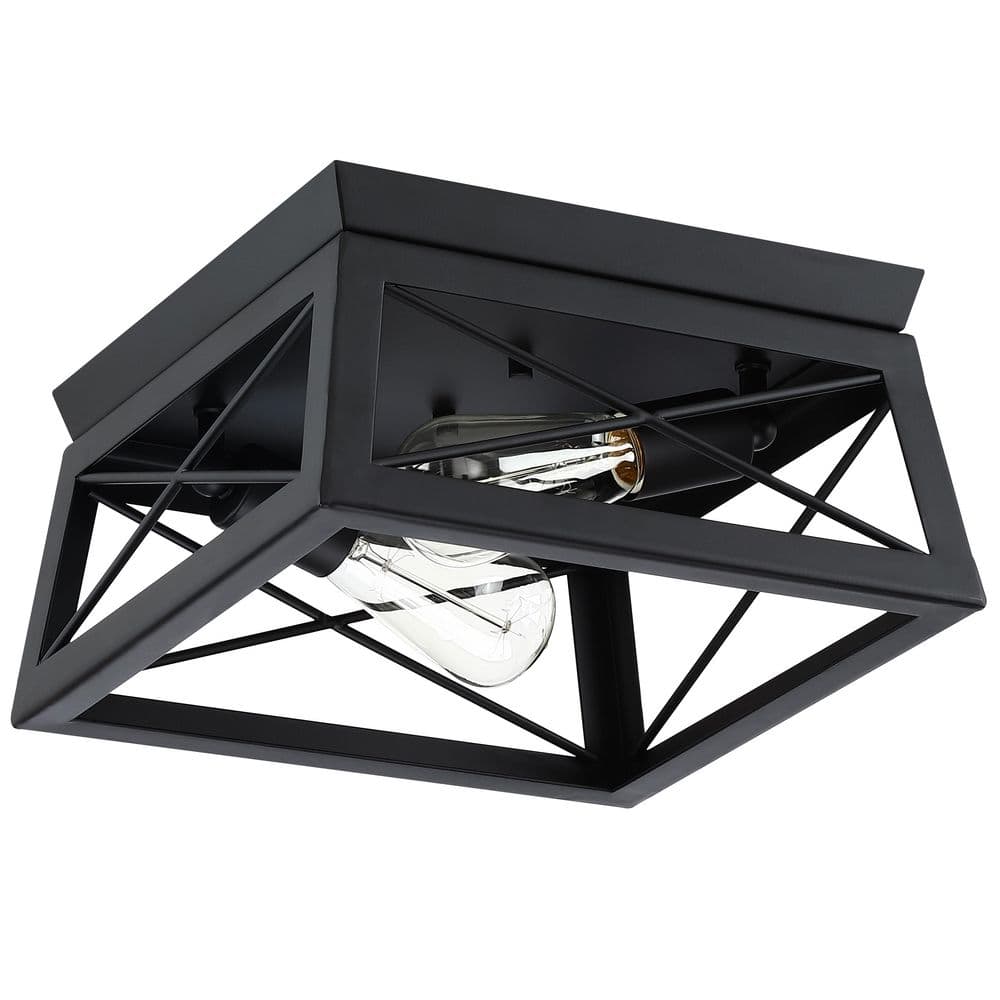 12 in. 2-Light Matte Black Flush Mount price history on PriceWatchPro