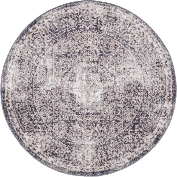 Brighton Bushwick Gray 3 ft. 3 in. x 3 ft. 3 in. Round Rug