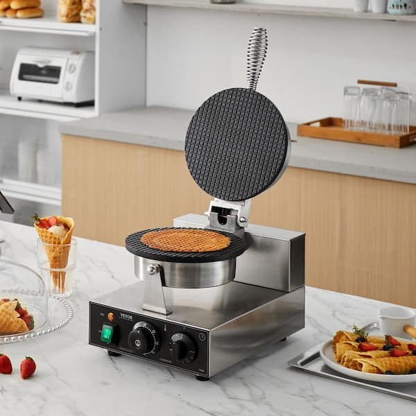 Commercial Ice Cream Cone Machine 110V Electric Waffle Makers 1200W Stainless Steel Egg Cone Baker