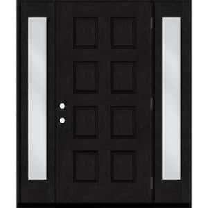 Regency 70 in. x 96 in. 8-Panel LHOS Onyx Stain Mahogany Fiberglass Prehung Front Door with Dbl 12in. Sidelites