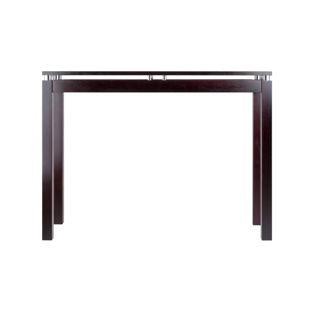 Elevated Dark Espresso Wood Console Table with Chrome Accents