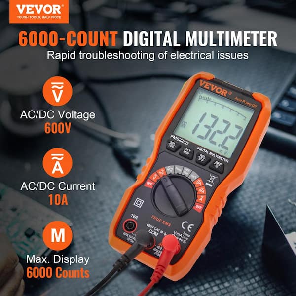 Digital Multimeter with DC AC Voltmeter and Ohm Volt Amp Tester ;Measures  Voltage,Current;Tests Live