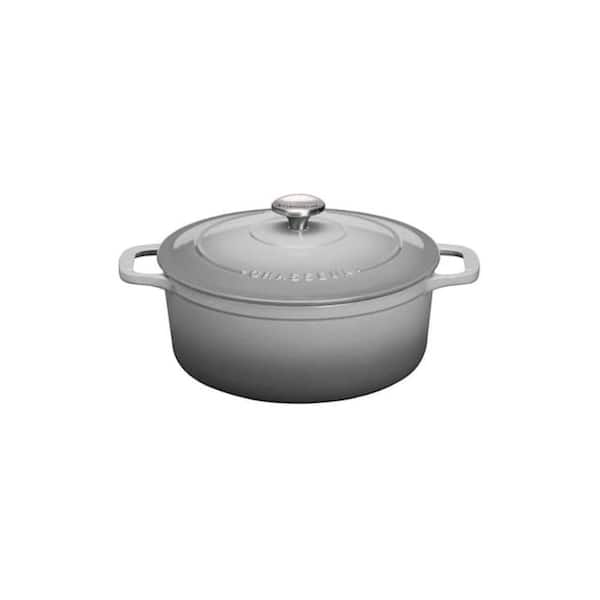 French Home Chasseur 2.6 qt. Celestial Grey French Enameled Cast Iron Round Dutch Oven