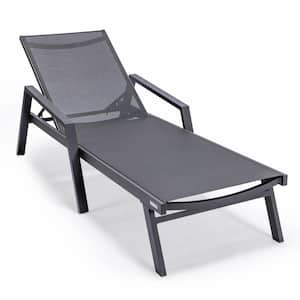 Marlin Black Aluminum Outdoor Lounge Chair in Black