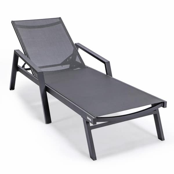 Leisuremod Marlin Black Aluminum Outdoor Lounge Chair in Black MLABL ...