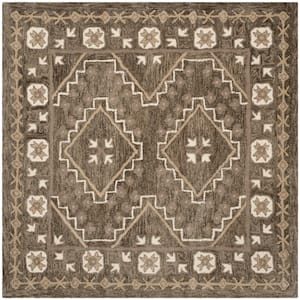 Bella Brown/Taupe 5 ft. x 5 ft. Square Border Area Rug