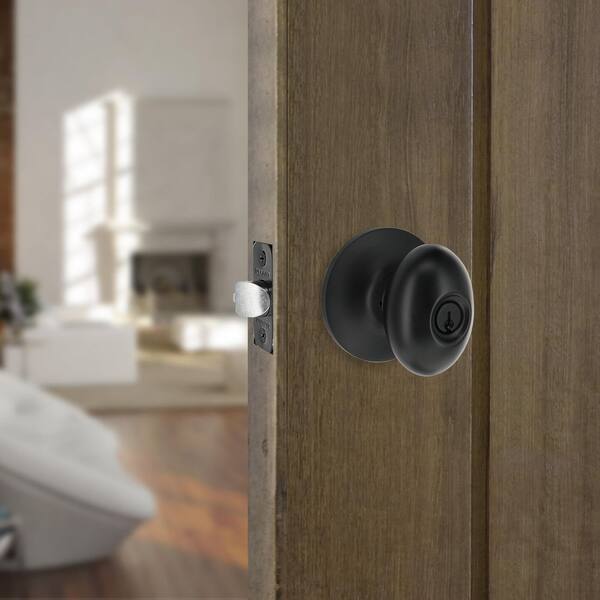 Defiant - Oval Matte Black Keyed Entry Door Knob