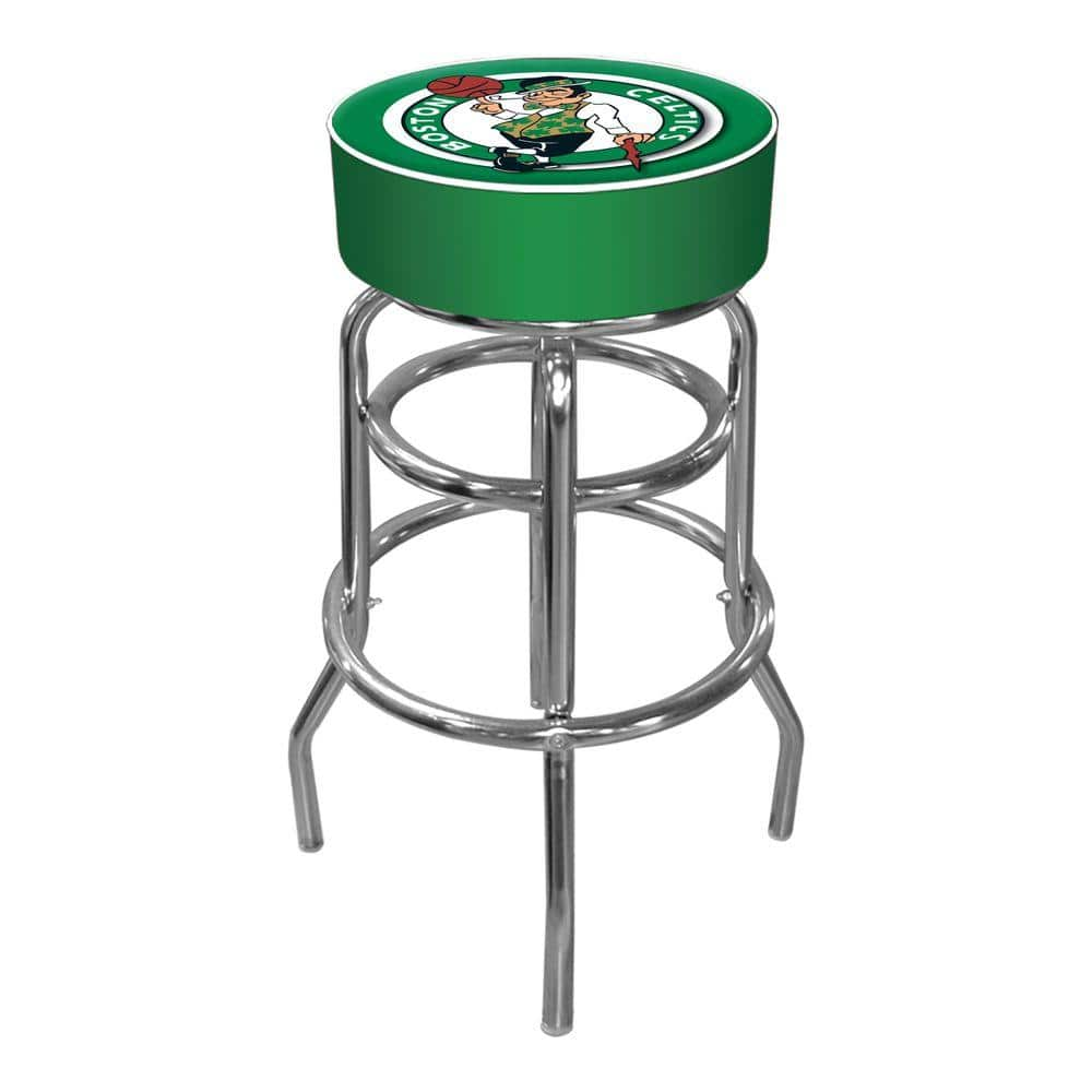 Trademark Boston Celtics Nba 31 In Chrome Padded Swivel Bar Stool Nba1000 Bc The Home Depot