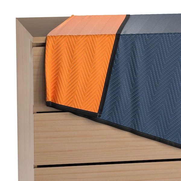 Heavy Duty Padded Moving storage Blankets 12-Pack black & orange poly stitched 