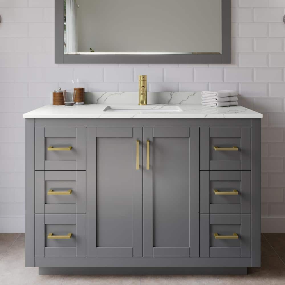Miranda 48 in. W x 22 in. D x 33.75 in. H Single Bath Vanity in Dark Gray with Giotto Quartz Top price history on PriceWatchPro