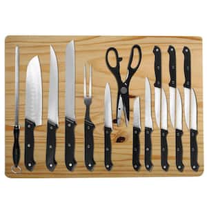 Stainless Steel,Cutting Board  16-Piece Black Cutlery Set with Jumbo
