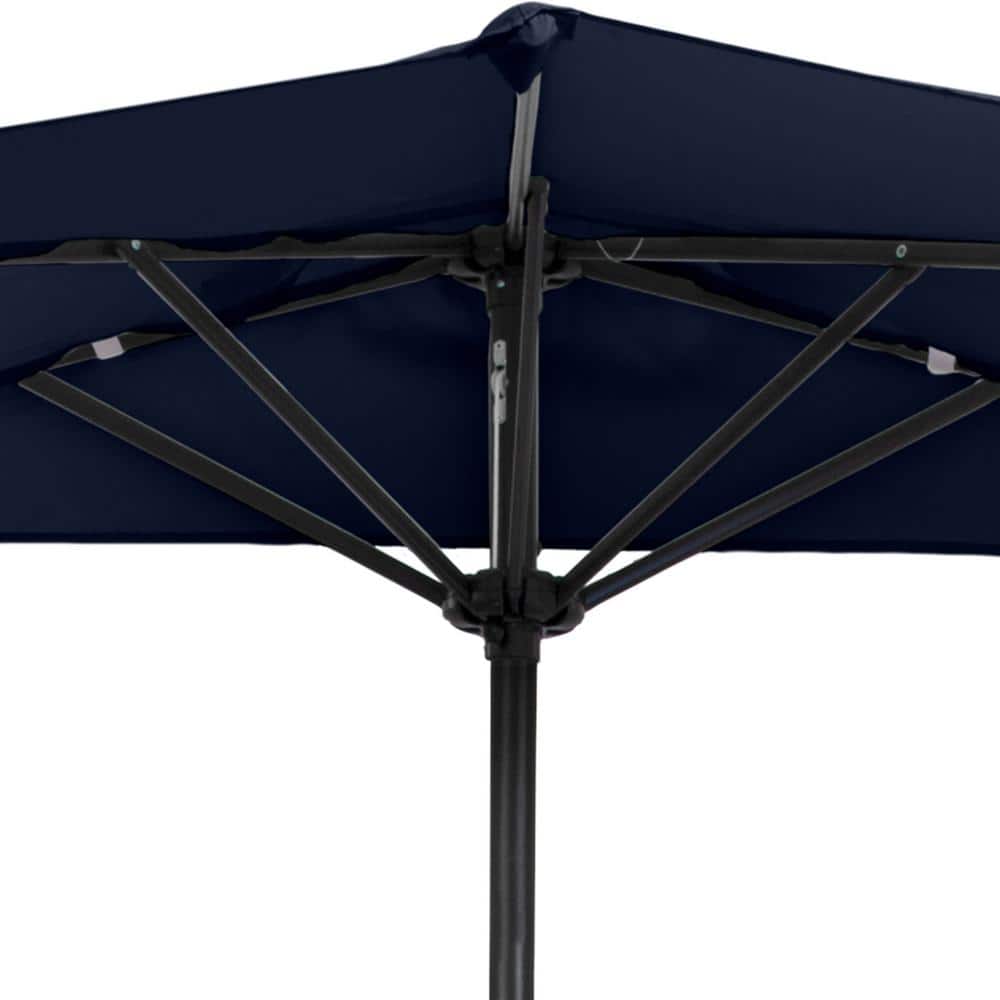 Navy Blue 9ft Half Round Steel Patio Umbrella