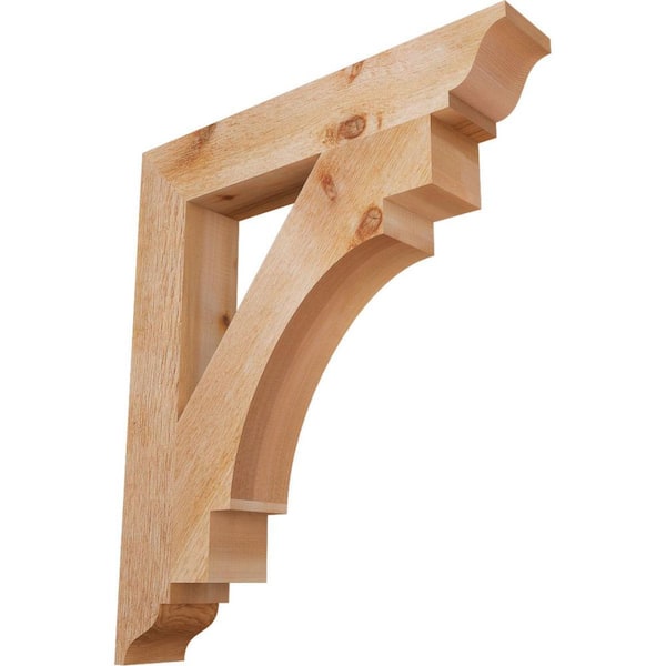 Ekena Millwork 4 in. x 28 in. x 24 in. Western Red Cedar Merced Traditional Rough Sawn Bracket