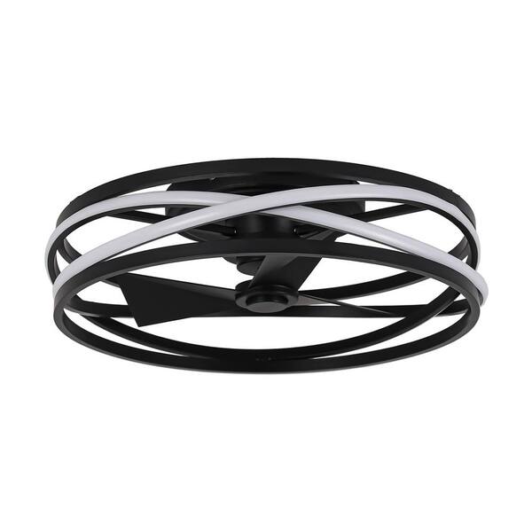IHOMEadore 12.6 in. Indoor Integrated LED Flush Mount Black