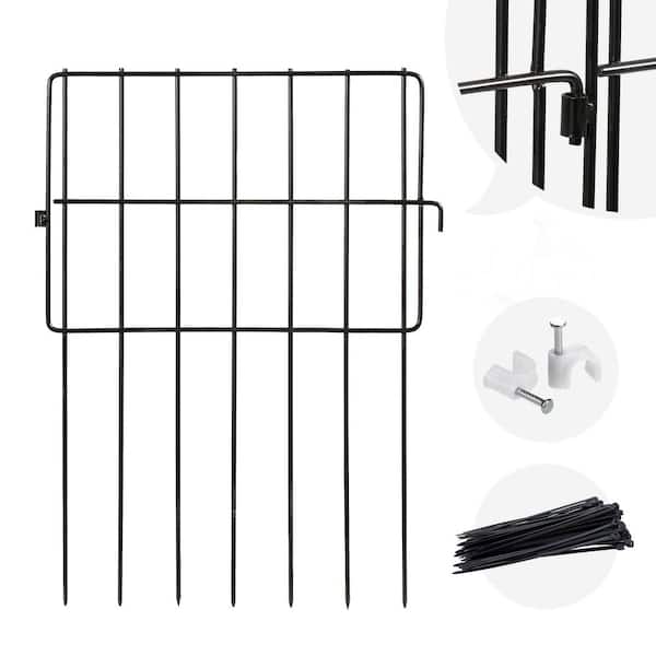 12 in. W x 16 in. H Black Metal Wire No Dig Decorative Garden Fence (12-Pack)