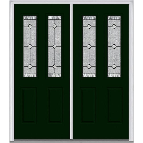 MMI Door 72 in. x 80 in. Carrollton Right-Hand 2-1/2 Lite 2-Panel Classic Painted Steel Prehung Front Door