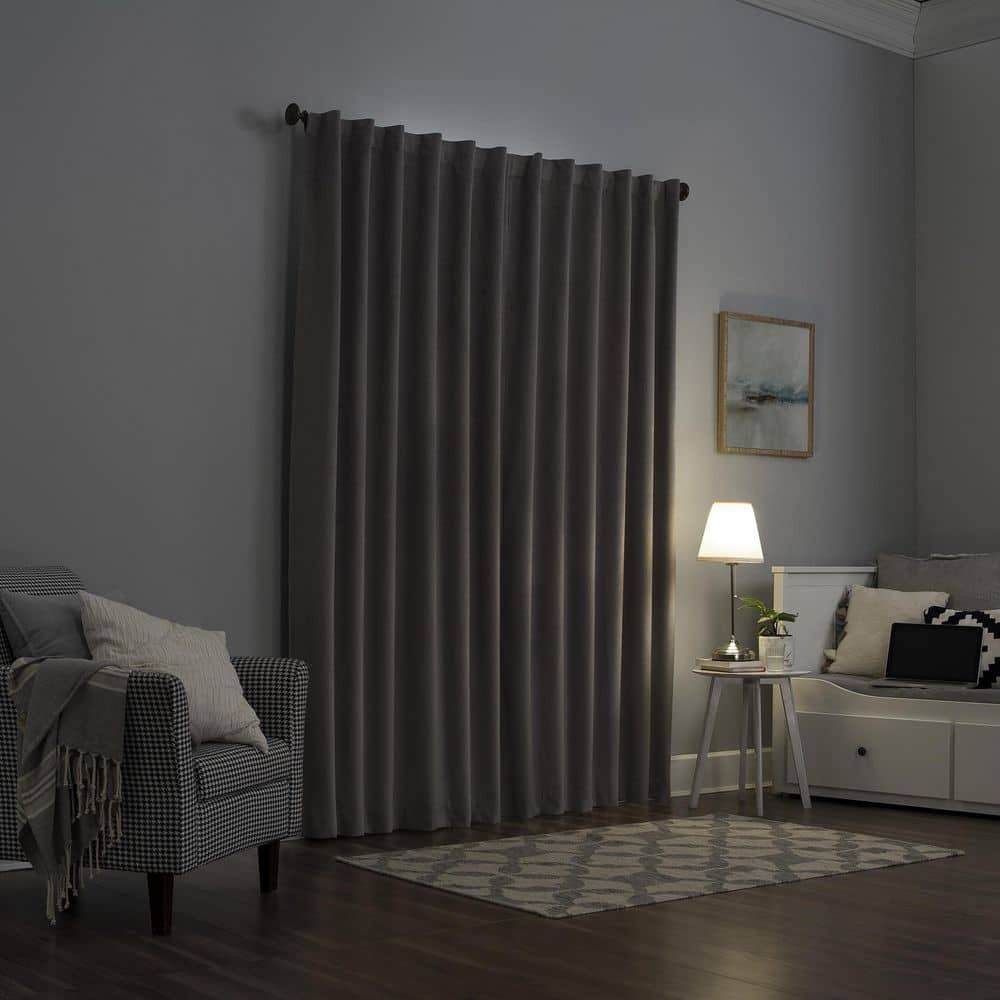 Gray Velvet Blackout Thermal Back Tab Curtain Panel
