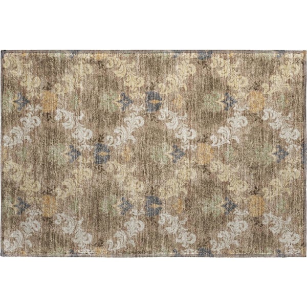 Mayfield Premium Machine Washable Abstract AMF2544 Brown 2 ft. x 3 ft. Accent Rug