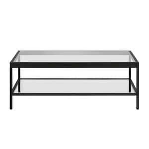 Mariana 45 in. Rectangle Black Glass Coffee Table