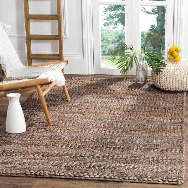 Natural Fiber Beige 8 ft. x 8 ft. Square Solid Area Rug