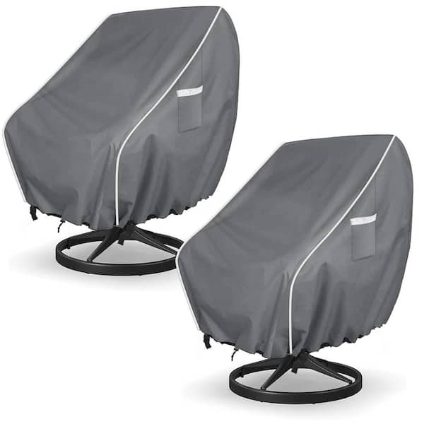 2 Pieces Patio Chair Cover in Gray, Heavy-Duty All-Weather and Dustproof Patio Lounge Deep Seat Covers