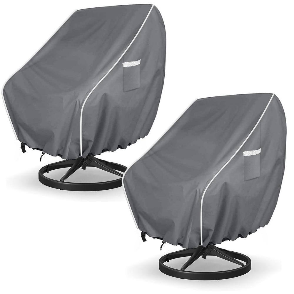 2 Pieces Patio Chair Cover in Gray, Heavy-Duty All-Weather and Dustproof Pa