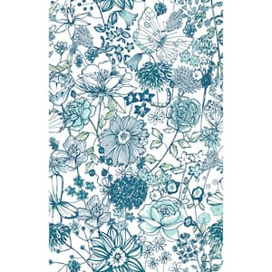 Daley 20.5 in. x 33 ft. Blue Line Floral Wallpaper