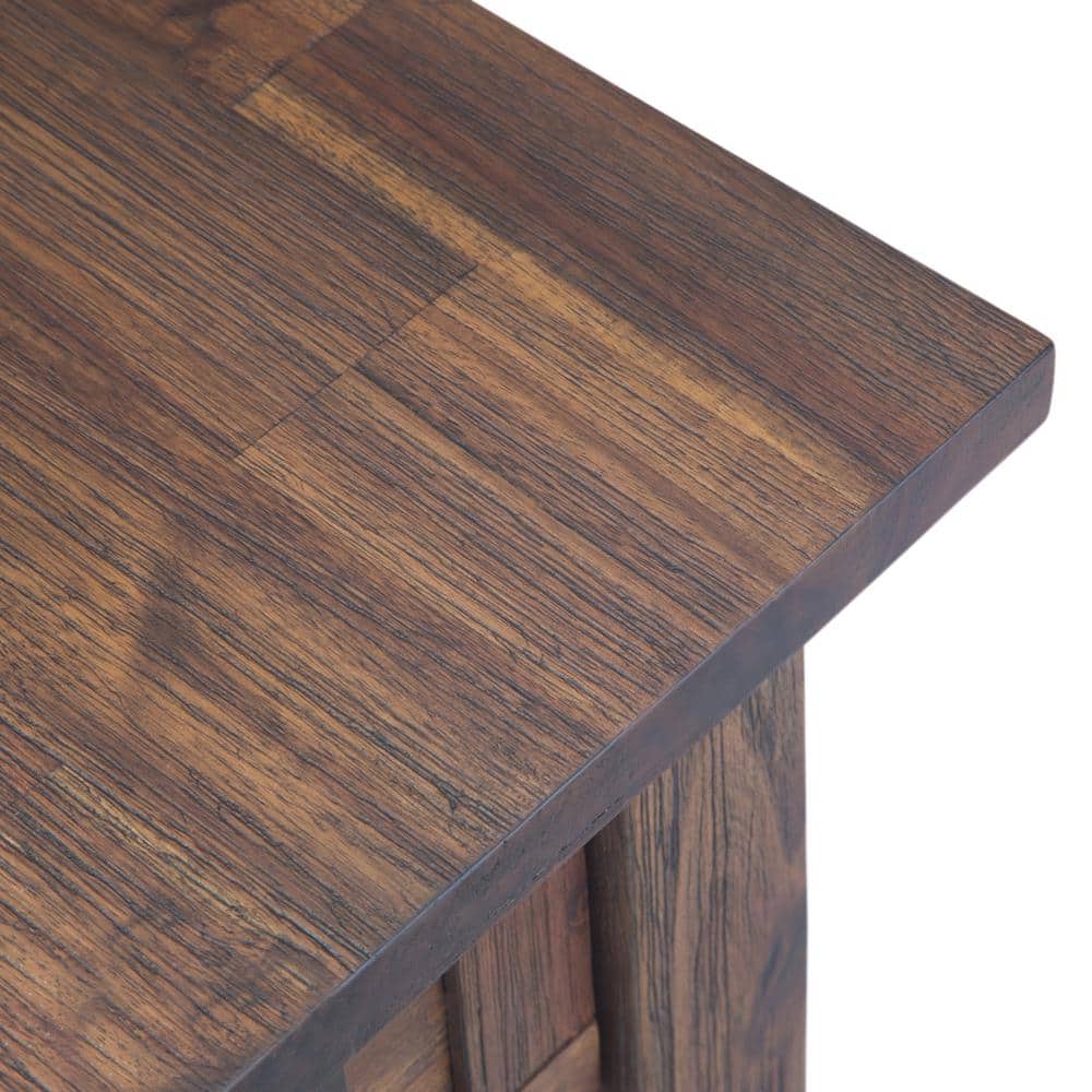 Distressed Charcoal Brown Acacia Wood Narrow Side Table with Storage