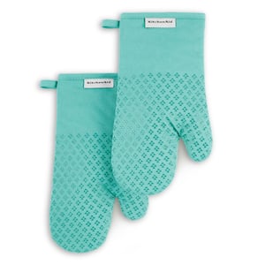 Asteroid Silicone Grip Aqua Oven Mitt (2-Pack)