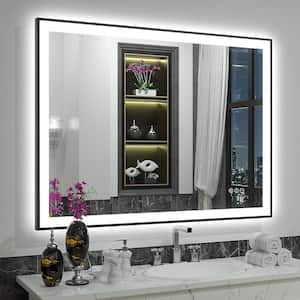 40 in. W x 30 in. H Rectangular Space Aluminum Framed Dual Lights Anti-Fog Wall Bathroom Vanity Mirror in Tempered Glass