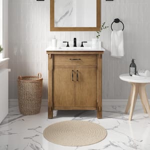 Bellington 30 in. W x 22 in. D x 34 in. H Single Sink Bath Vanity in Almond Toffee with White Engineered Stone Top