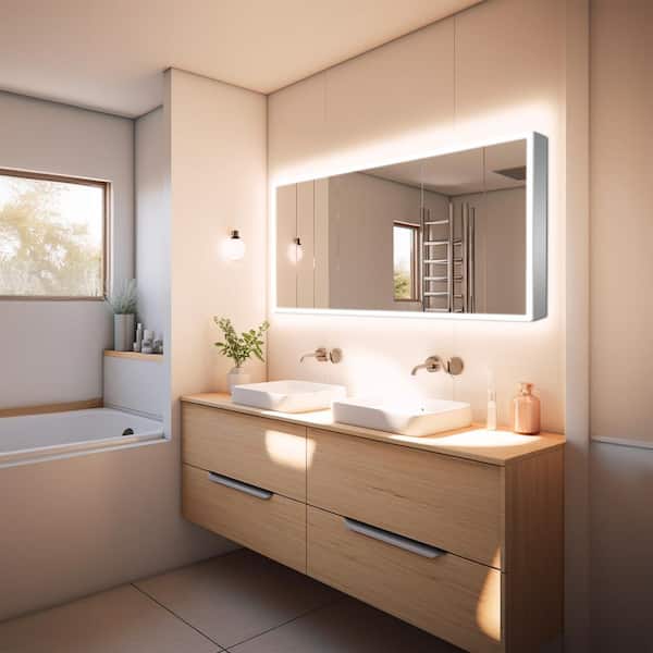 Dreamwerks 60 in. W x 28 in. H Rectangular Aluminum LED Medicine