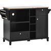 Zeus & Ruta Zeus Black Kitchen Island Cart with Wood Top and Open Storage  Microwave Oven Cabinet ZeusKCI01BK - The Home Depot