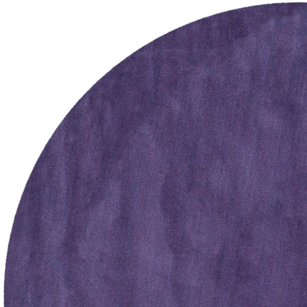 Handmade Purple Wool Round Area Rug, 4' Diameter