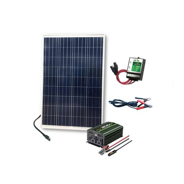 NATURE POWER 100 Watt Complete Solar Power Kit: 1x100 Watt Solar Panel, 300 Watt Power Inverter, 11 Amp Charge Controller