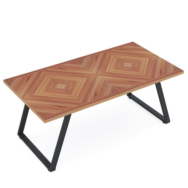 TRIBESIGNS WAY TO ORIGIN Alan Walnut Black Wood 63 in. Trestle Dining Table Seats 6