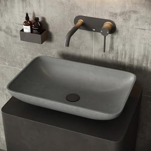 Lorca Gothic Gray Concreto Stone 22 in. L x 15 in. W x 5 in. H Rectangular Vessel Bathroom Sink