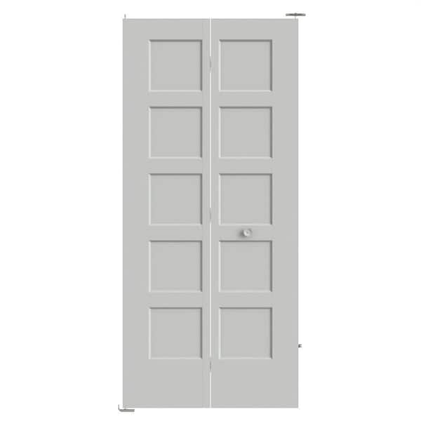 Masonite 36 in. x 80 in. 5-Panel Bayshore Hollow Core Silver Bullet Molded Composite Bi-Fold Door
