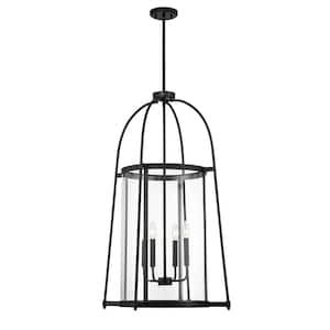 Rosedale 4-Light Matte Black Pendant Light with Clear Glass Shades