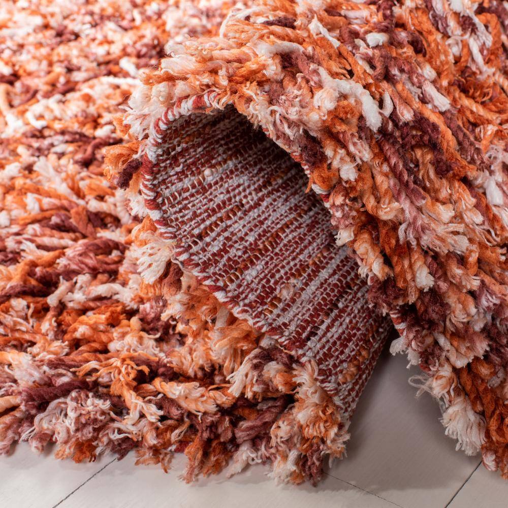 Ivory and Rust Hand-Tufted Shag Rectangular Rug 3' x 5'