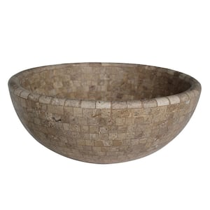 Mosaic Natural Stone Vessel Sink in Almond Brown