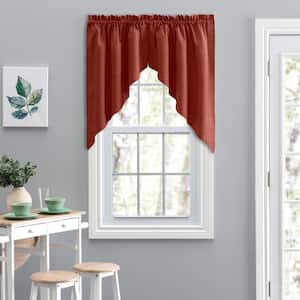 Lisa Solid 36 in. L Polyester/Cotton Tailored Swag Valance in Red