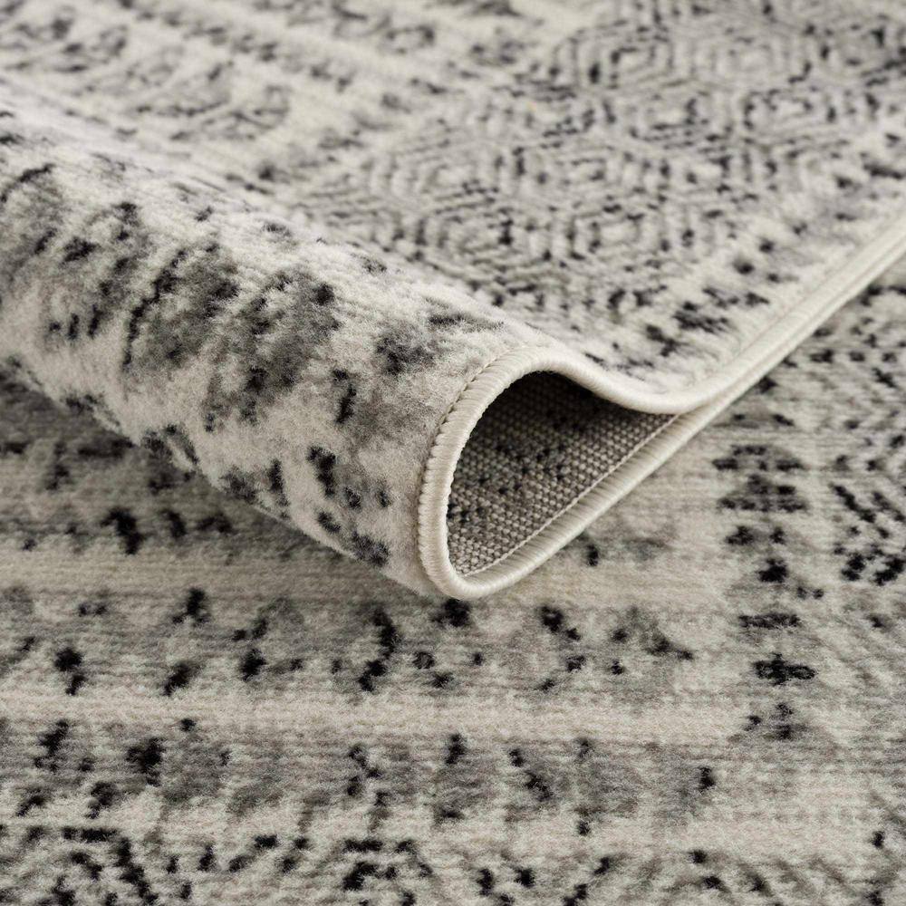 Greig Gray and Black Synthetic Rectangular Area Rug